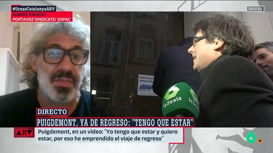 ARV- Albert Palacio (USPAC), sobre la llegada de Puigdemont: "Hay muchos agentes que todavía no saben qué va a pasar mañana" ARV- Albert Palacio (USPAC), sobre la llegada de Puigdemont: "Hay muchos agentes que todavía no saben qué va a pasar mañana"