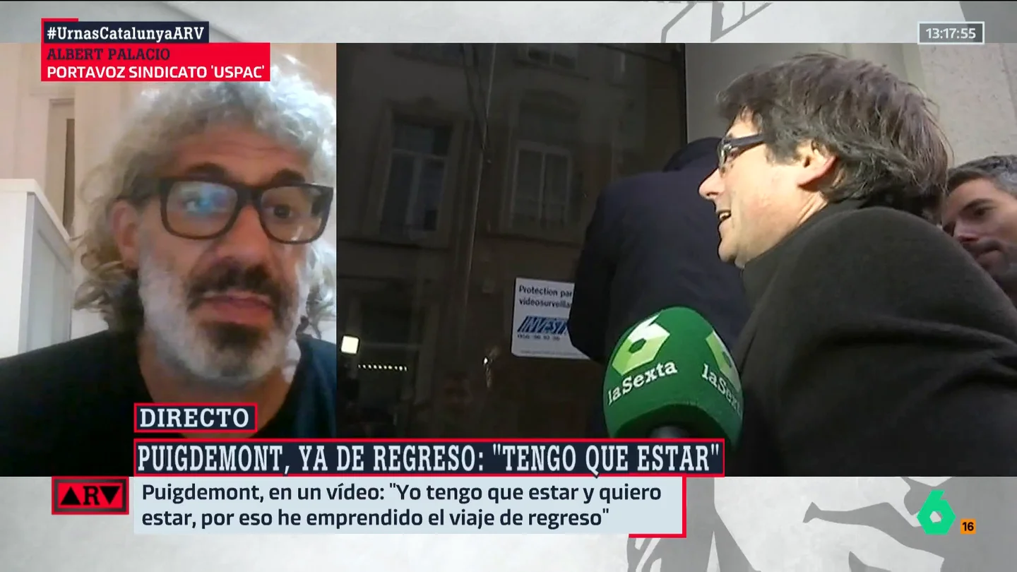 ARV- Albert Palacio (USPAC), sobre la llegada de Puigdemont: "Hay muchos agentes que todavía no saben qué va a pasar mañana" ARV- Albert Palacio (USPAC), sobre la llegada de Puigdemont: "Hay muchos agentes que todavía no saben qué va a pasar mañana"