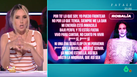 Zapeando analiza el adelanto de la nueva canción de Rosalía: "No lo habría expresado mejor" Zapeando analiza el adelanto de la nueva canción de Rosalía: "No lo habría expresado mejor"