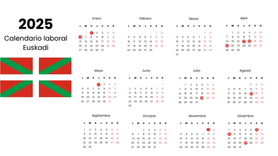 Calendario laboral Euskadi 2025. Calendario laboral Euskadi 2025.