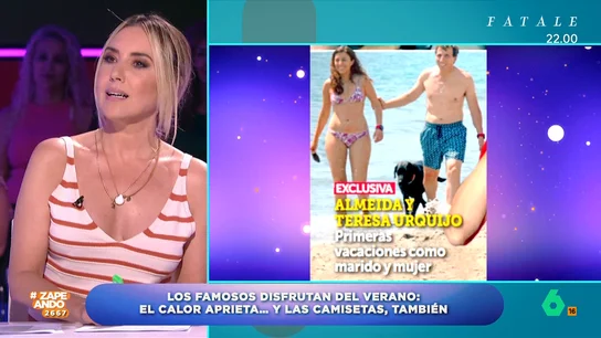 'Cazan' a José Luis Martínez-Almeida en la playa: "Donde él se baña no hay nadie... la gente sale huyendo" El alcalde de Madrid disfruta de unos días de playa junto a su mujer, Teresa Urquijo, y los zapeadores se muestran preocupados debido a la mala puntería que Almeida ha mostrado en varias ocasiones con el balón.