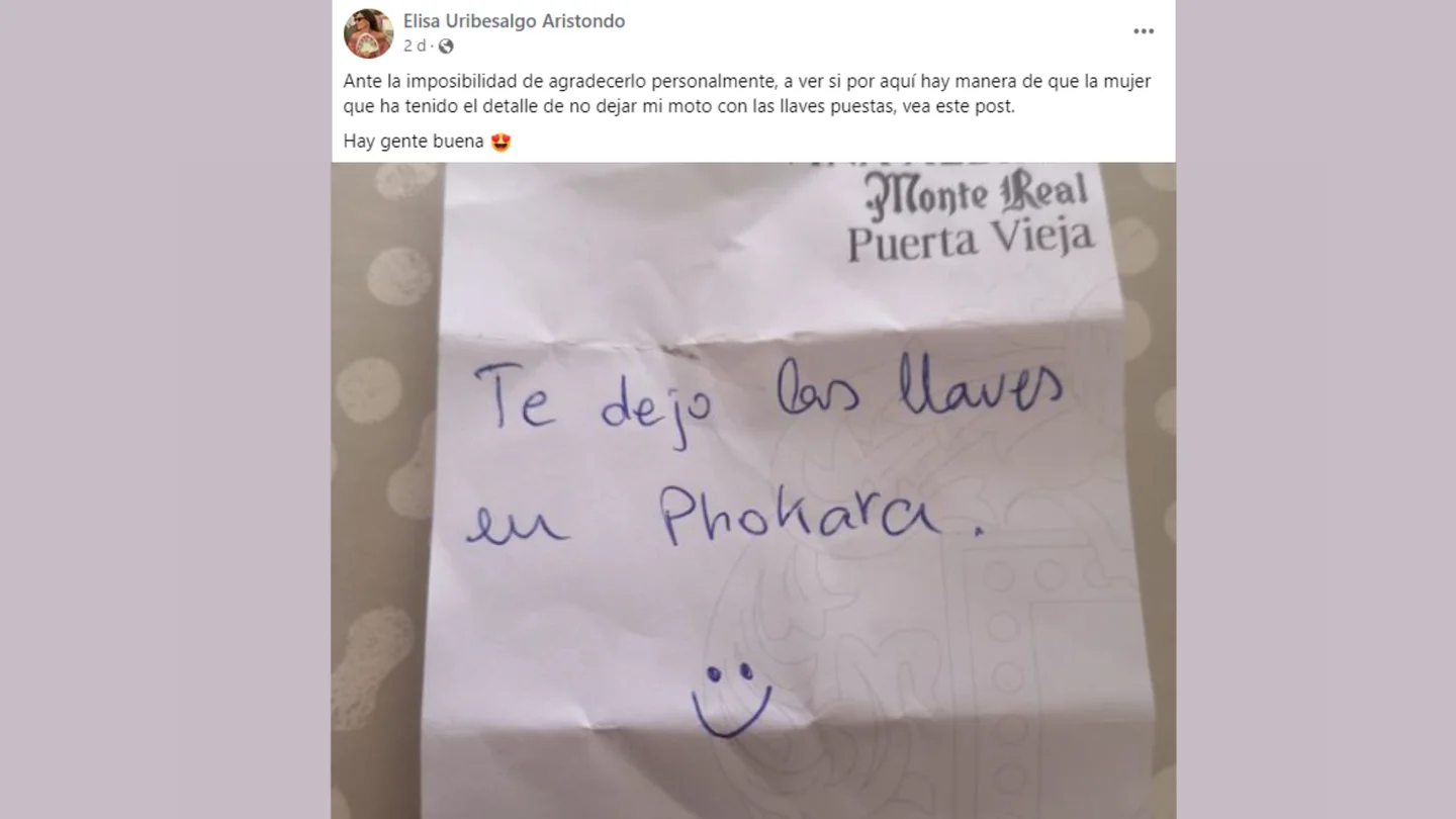 Deja las llaves de su moto puestas y un ciudadano evita que se las roben: "Hay buena gente" Deja las llaves de su moto puestas y un ciudadano evita que se las roben: "Hay buena gente"