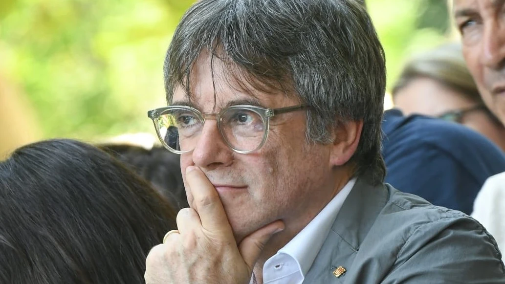 El expresidente de la Generalitat Carles Puigdemont en el acto organizado por Junts en Amélie-les-Bains-Palalda (Francia).