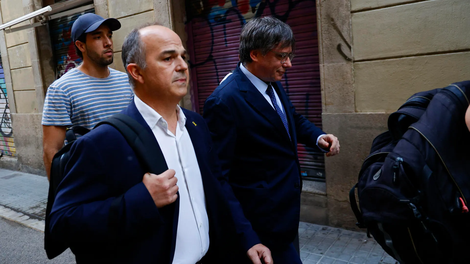 Imagen de Carles Puigdemont antes de realizar su discurso.