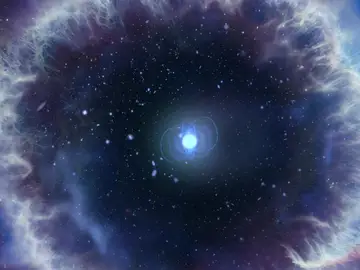 Ilustración de un magnetar rodeado por una nebulosa Ilustración de un magnetar rodeado por una nebulosa