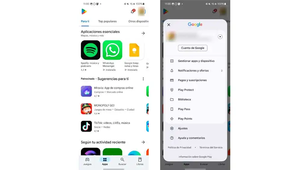 Así es la interfaz de Play Store Así es la interfaz de Play Store