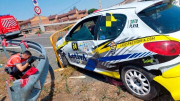 Imagen del accidente en el Rally Villa de Fitero en Navarra