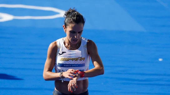 Esther Navarrete, en la maratón de París Esther Navarrete, en la maratón de París