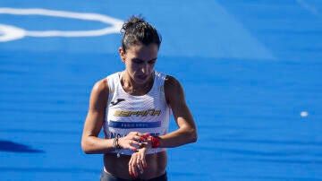 Esther Navarrete, en la maratón de París