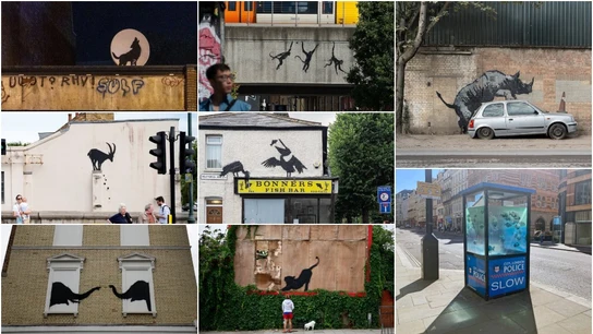 La colección de obras con las que Banksy ha convertido Londres en un zoo Obras de Banksy en los muros de Londres