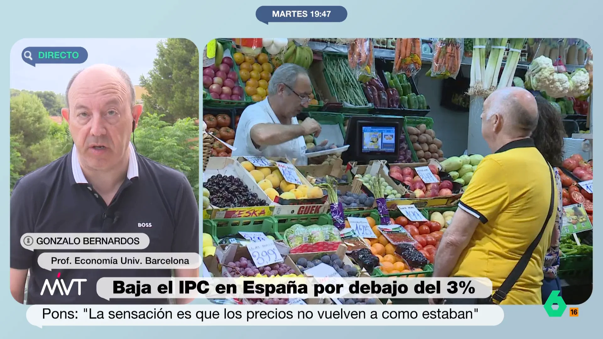 Gonzalo Bernardos responde al PP tras decir que la inflación no baja: "Con Rajoy bajaba porque teníamos una crisis espectacular"