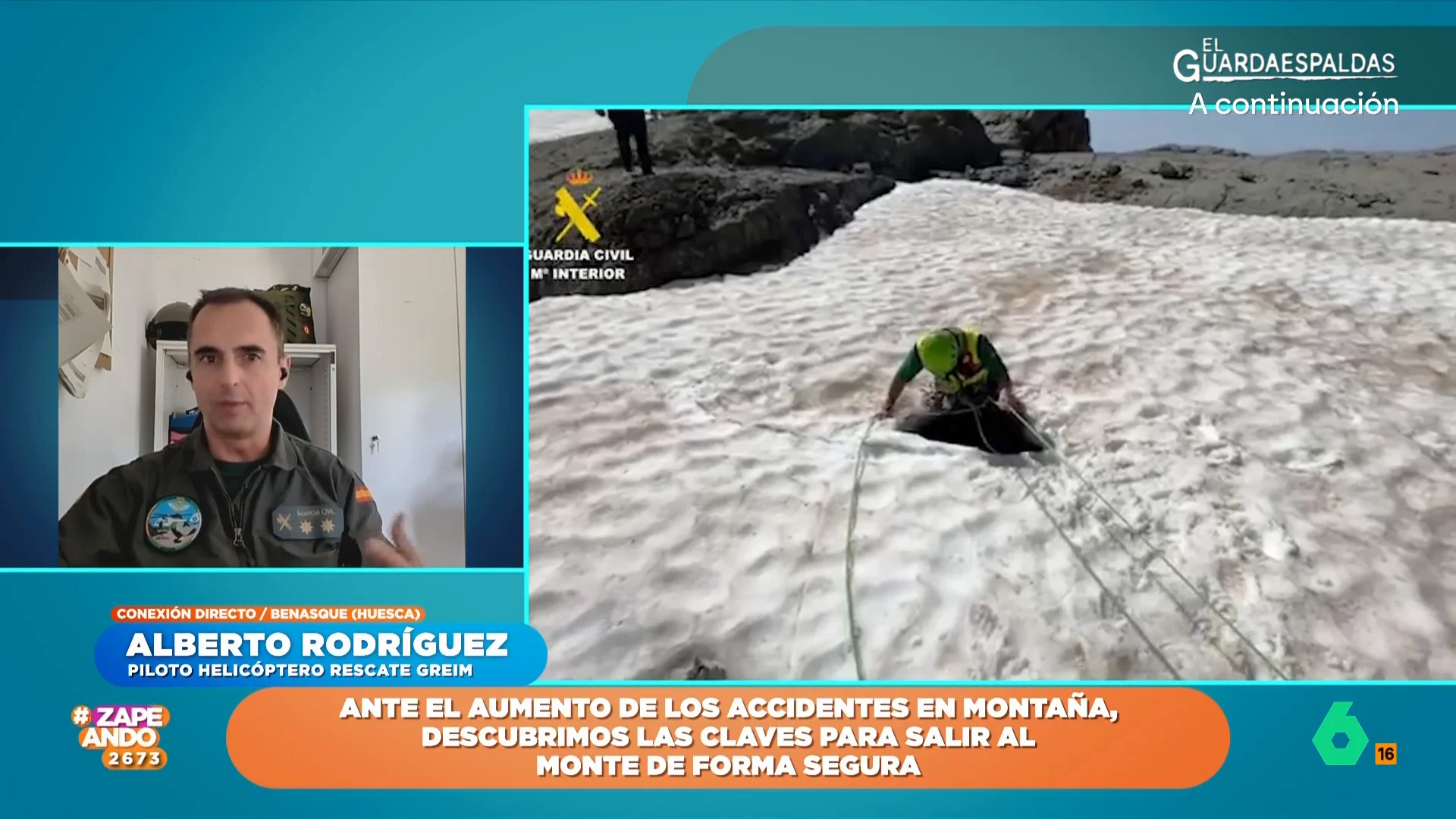 Alberto Rodríguez, teniente coronel y piloto del helicóptero, afirma que muchos de los accidentes que ocurren en la montaña no se deben a imprudencias graves sino que se producen en el desarrollo normal de la actividad. 