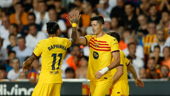 Robert Lewandowski celebra un gol con el Barça Robert Lewandowski celebra un gol con el Barça