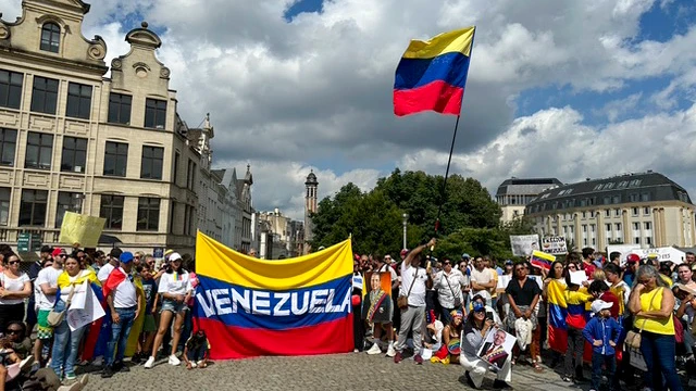 Protesta en Bruselas en apoyo a Venezuela