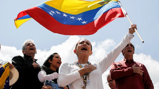 María Corina Machado, durante la manifestación contra Nicolás Maduro María Corina Machado, durante la manifestación contra Nicolás Maduro