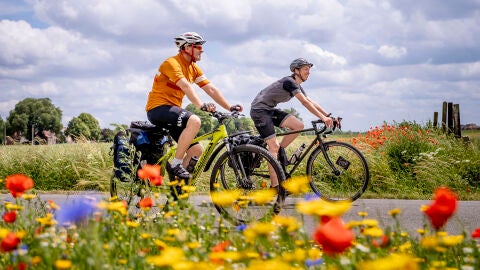 Ciclistas entre Tournai y Mons 