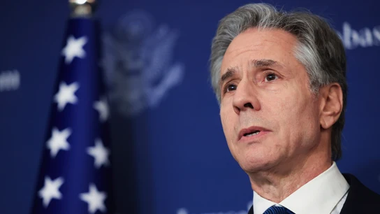 El secretario de Estado estadounidense, Antony Blinken, durante una conferencia de prensa El secretario de Estado estadounidense, Antony Blinken, durante una conferencia de prensa