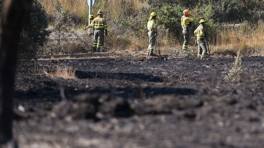 Trabajos de extinción llevados a cabo en Castrillo de los Polvazares (León) Trabajos de extinción llevados a cabo en Castrillo de los Polvazares (León)