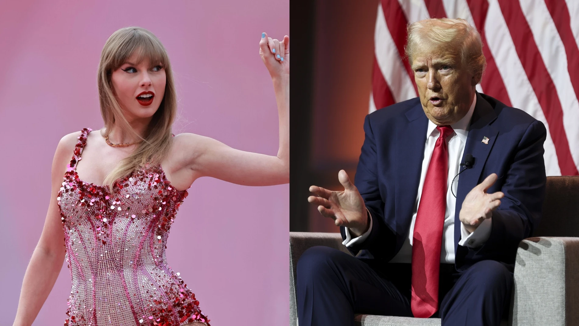 Imágenes de Taylor Swift y Donald Trump