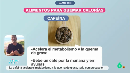 De la canela al café: Pablo Ojeda desvela seis alimentos 'quemagrasas' naturales para perder los kilos de más en verano "No son la panacea, pero sí en un consumo habitual del día a día van a ayudar a que todo esté un poquito más en orden", comenta Pablo Ojeda, que en este vídeo explica las propiedades especiales de algunos alimentos para quemar grasas.