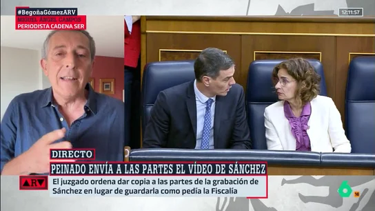 Miguel Ángel Campos analiza la decisión del juez Peinado de dar el video de Sánchez a las partes: "Sólo quiere desgastarle" Miguel Ángel Campos analiza la decisión del juez Peinado de dar el video de Sánchez a las partes: "Sólo quiere desgastarle"