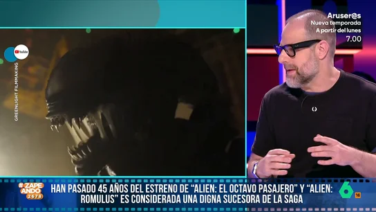 El veredicto de Alberto Rey sobre el taquillazo de 'Alien: Romulus' Alberto Rey analiza en este vídeo de Zapeando 'Alien: Romulus', secuela del clásico de Ridley Scott que se ha convertido en un fenómeno de taquilla y comparte algunas divertidas anécdotas del rodaje de la película original.
