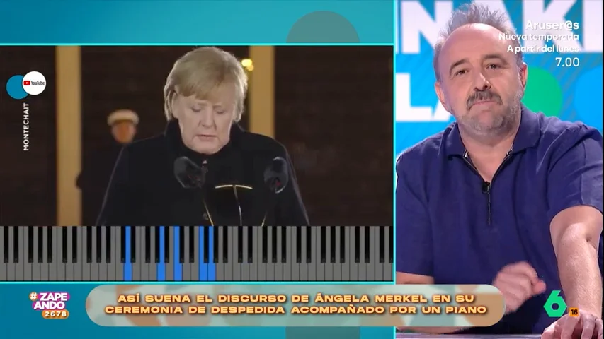 El periodista explica que la política alemana escogió esta canción con algo de "sorna" ya que ella y la cantante que la interpreta tuvieron una sonada bronca en la televisión del país. 