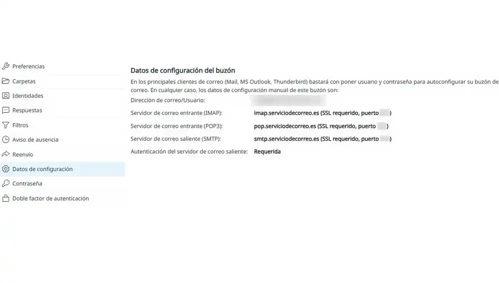 Datos de configuración de la cuenta Datos de configuración de la cuenta