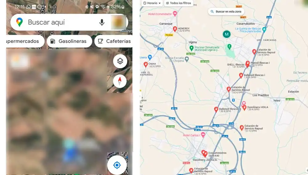 Gasolineras en Google Maps Gasolineras en Google Maps