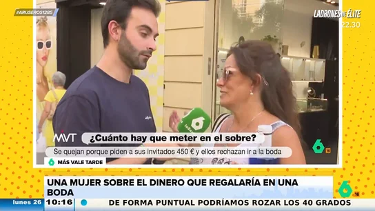 Una mujer sobre cuánto dinero pondría para una boda: "Como mucho 50 euros, si luego se van a divorciar enseguida" Una mujer sobre cuánto dinero pondría para una boda: "Como mucho 50 euros, si luego se van a divorciar enseguida"
