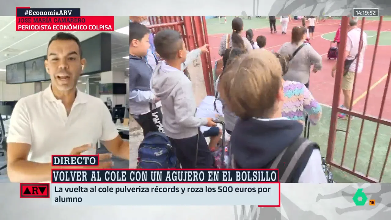 ARV-Camarero analiza la cuesta de septiembre por la vuelta al cole: "Estamos en el momento más caro de la historia" 