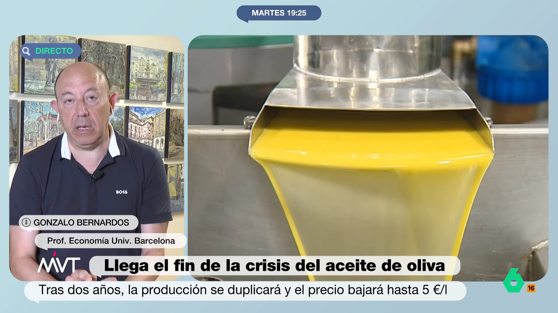 MVT La advertencia de Gonzalo Bernardos ante la bajada del precio del aceite de oliva: "Compre lo estrictamente necesario"