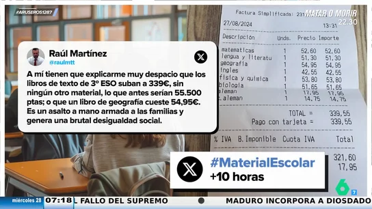 La crítica de un padre sobre el coste de los libros de texto de su hijo abre debate: "¿339 euros? Es un asalto a mano armada" La crítica de un padre sobre el coste de los libros de texto de su hijo abre debate: "¿339 euros? Es un asalto a mano armada"