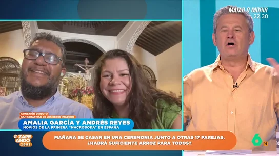 "Todo está calculado al minuto": así será la macroboda que se celebrará en San Sebastián de los Reyes La ciudad madrileña acogerá un macroenlace en el que se dirán el sí quiero 18 parejas. Como han contado Amelia y Andrés, para poder casarse, entre otras cosas, han tenido que hacer un cursillo de tres días.