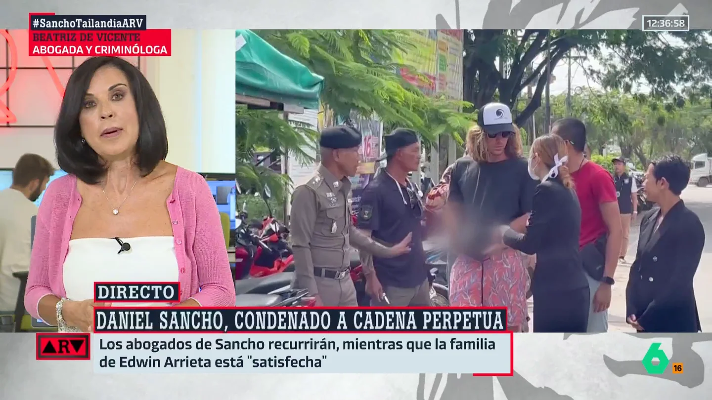 ARV- Beatriz de Vicente, sobre la condena a Daniel Sancho: "No sé si ha sido preparado para la sentencia" ARV- Beatriz de Vicente, sobre la condena a Daniel Sancho: "No sé si ha sido preparado para la sentencia"