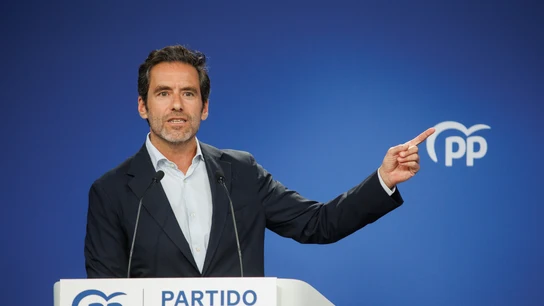 El portavoz del PP, Borja Sémper, durante una rueda de prensa esta semana desde Génova. El portavoz del PP, Borja Sémper, durante una rueda de prensa esta semana desde Génova.