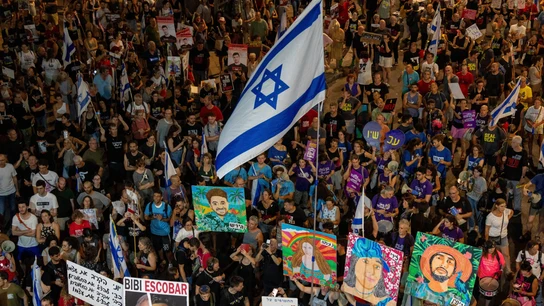 Manifestación en Tel Aviv (Israel) contra el gobierno de Netanyahu y pidiendo la liberación de los rehenes Manifestación en Tel Aviv (Israel) contra el gobierno de Netanyahu y pidiendo la liberación de los rehenes