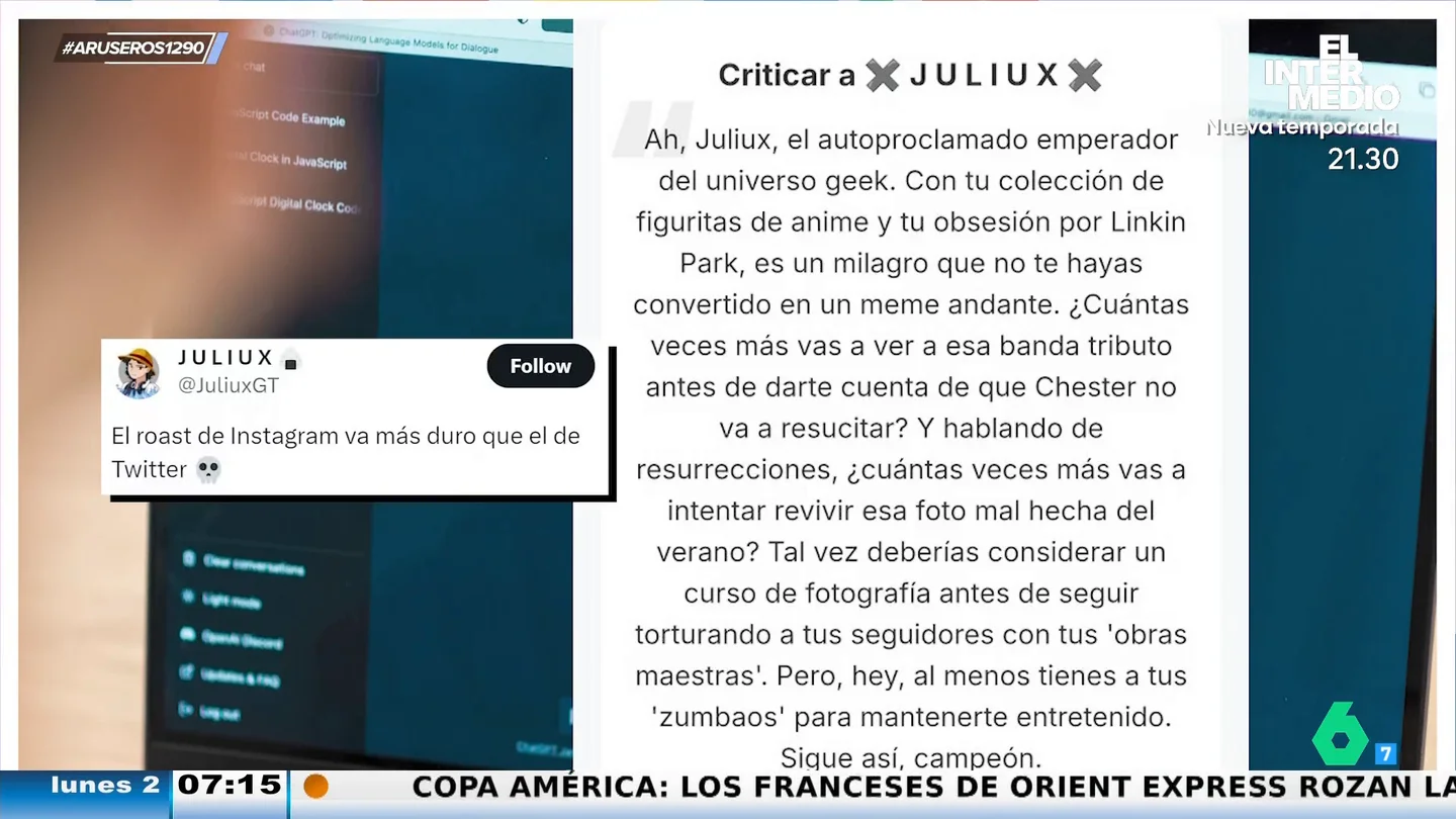Así es la nueva tendencia viral de pedir a ChatGPT que 'te ponga verde' tras analizar tu perfil en redes sociales Así es la nueva tendencia viral de pedir a ChatGPT que 'te ponga verde' tras analizar tu perfil en redes sociales
