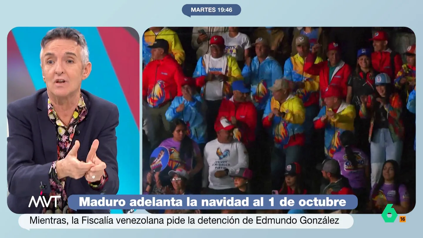 Ramoncín, sobre la idea de Maduro de adelantar la Navidad a octubre: "Tiene una pedrada importante" El presidente venezolano ha decidido adelantar la Navidad en su país. Una decisión con la que, aparentemente, busca, entre otras cosas, desviar la atención de las polémicas que han rodeado las elecciones venezolanas.