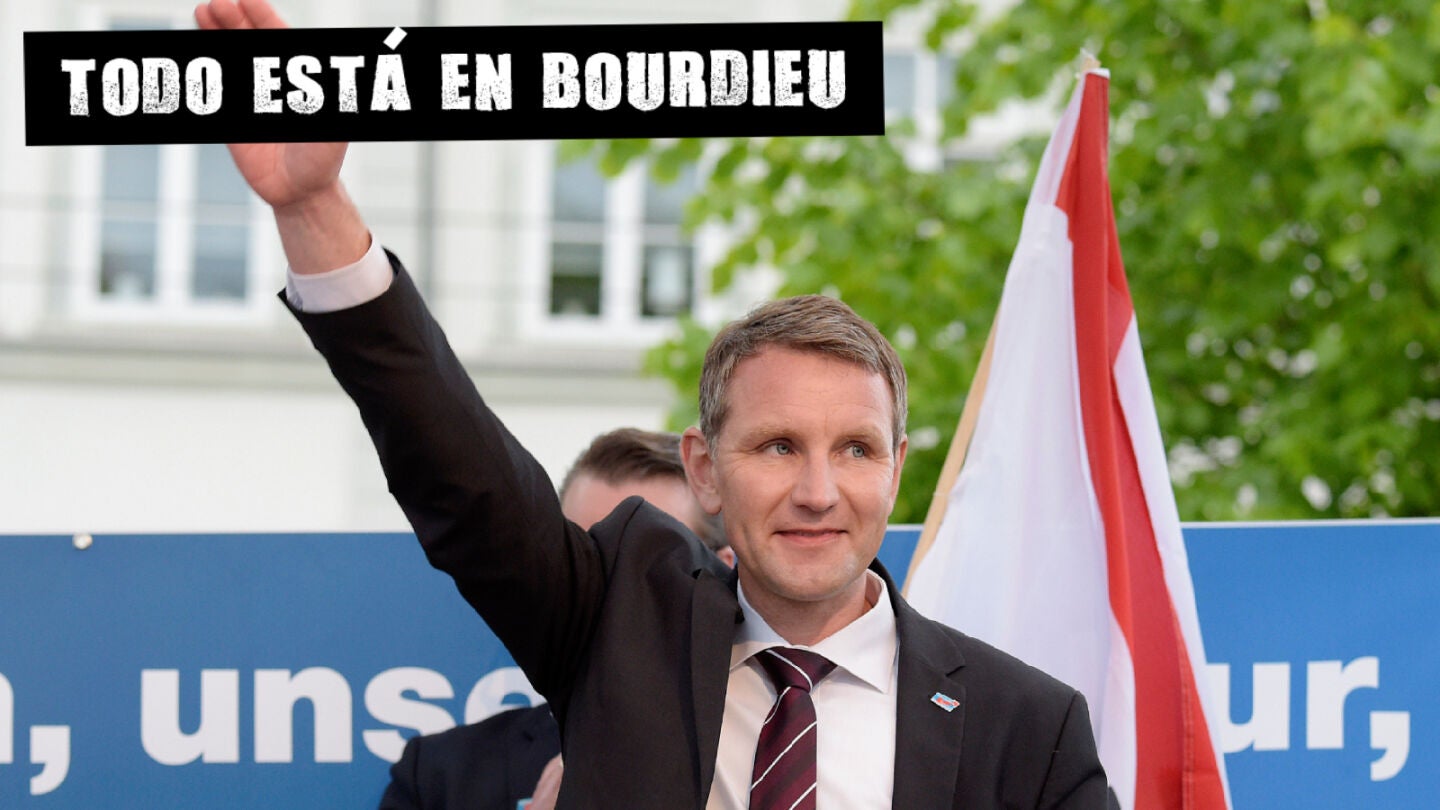 El l&iacute;der de la AfD en Turingia, Bjoern Hoecke, durante un mitin de AfD en Erfurt (este de Alemania), en 2016. 
