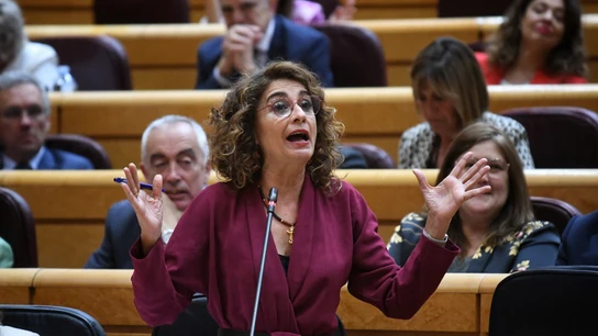 La vicepresidenta primera del Gobierno, ministra de Hacienda y vicesecretaria general del PSOE, María Jesús Montero, durante una sesión de control al Gobierno La vicepresidenta primera del Gobierno, ministra de Hacienda y vicesecretaria general del PSOE, María Jesús Montero, durante una sesión de control al Gobierno
