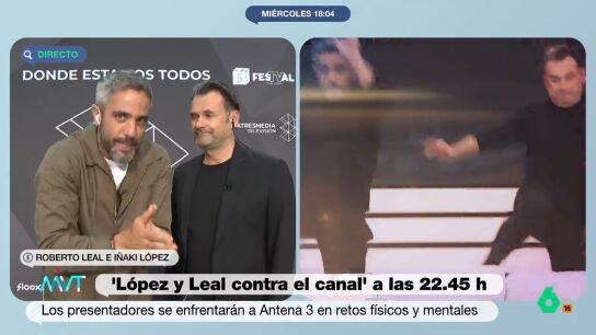 I&ntilde;aki L&oacute;pez y Roberto Leal conversan con Cristina Pardo sobre 'L&oacute;pez y Leal contra el canal', donde se enfrentan a Atresmedia en diferentes pruebas. "El resumen es que &eacute;l compite y yo humillo", apunta I&ntilde;aki en este v&iacute;deo.
