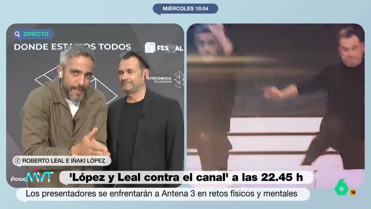 Iñaki López y Roberto Leal conversan con Cristina Pardo sobre 'López y Leal contra el canal', donde se enfrentan a Atresmedia en diferentes pruebas. "El resumen es que él compite y yo humillo", apunta Iñaki en este vídeo.