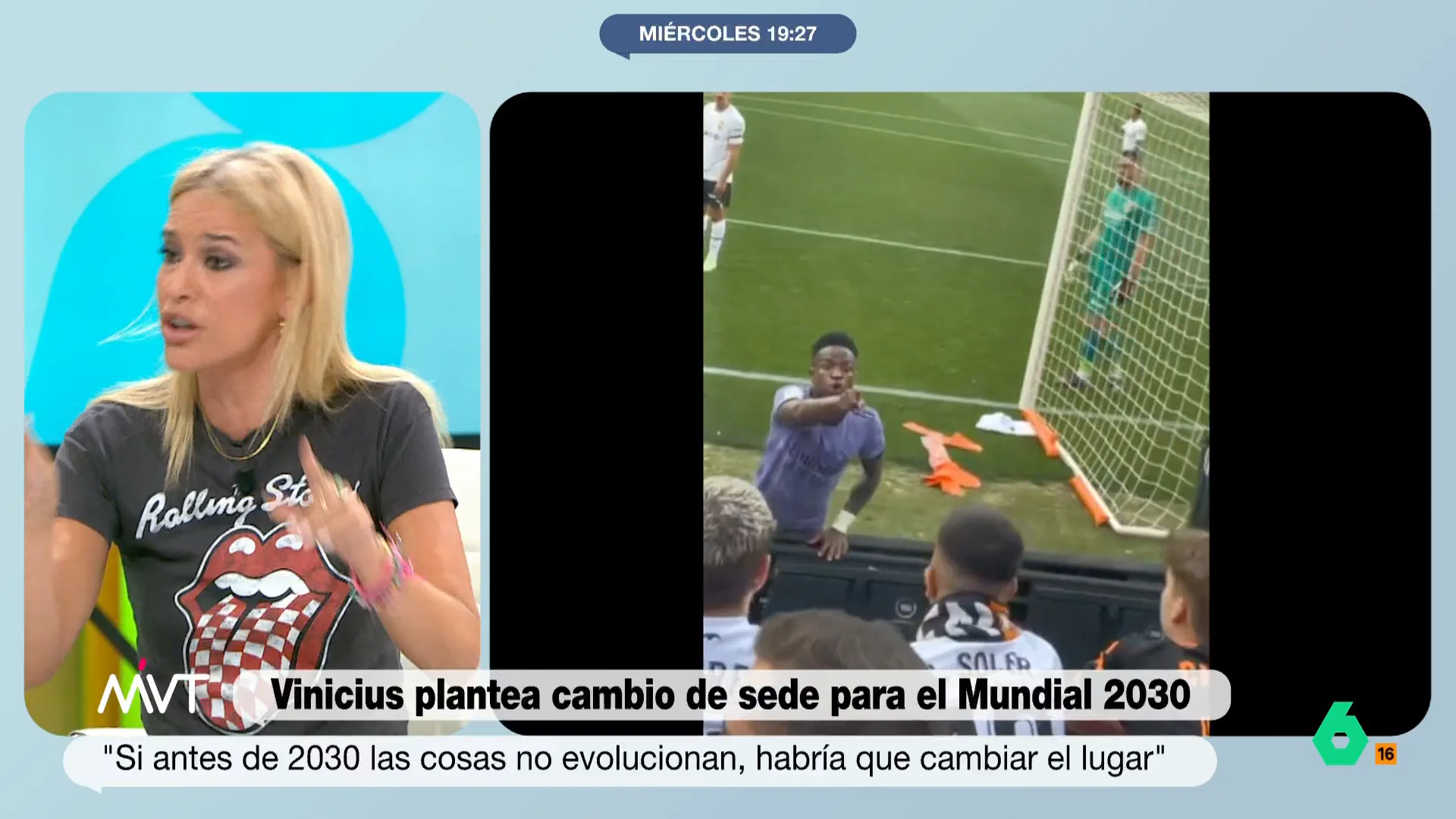 "Lo que no quiero es que ningún jugador tenga que desarrollar su actividad profesional condicionado por personas que están violando sus derechos humanos", afirma Afra Blanco, que apoya la declaración de Vinicius sobre el racismo en España.