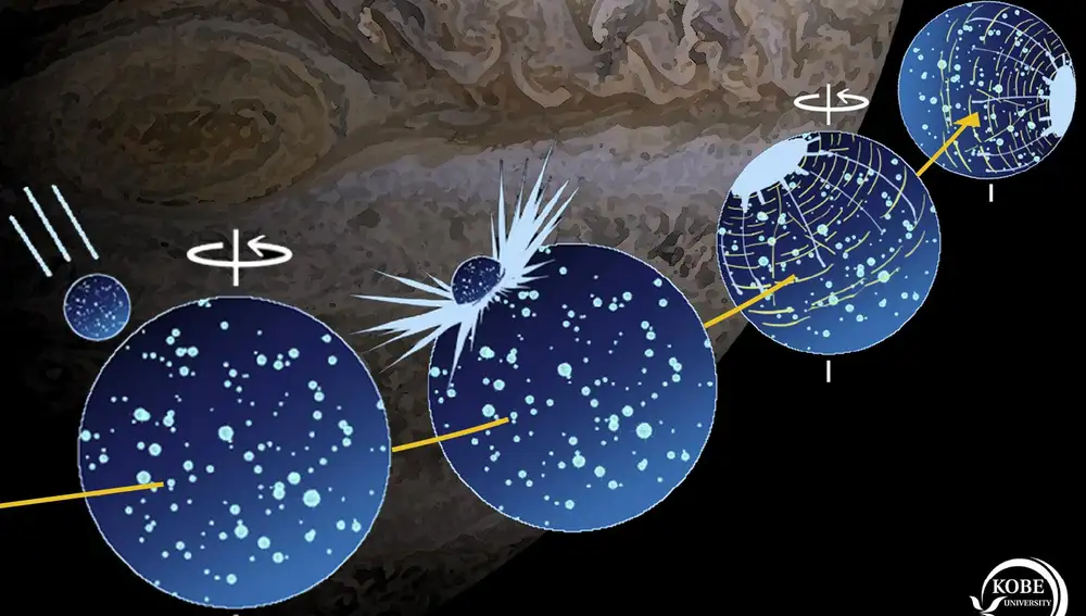 Impacto asteroide en la luna Ganímedes Impacto asteroide en la luna Ganímedes