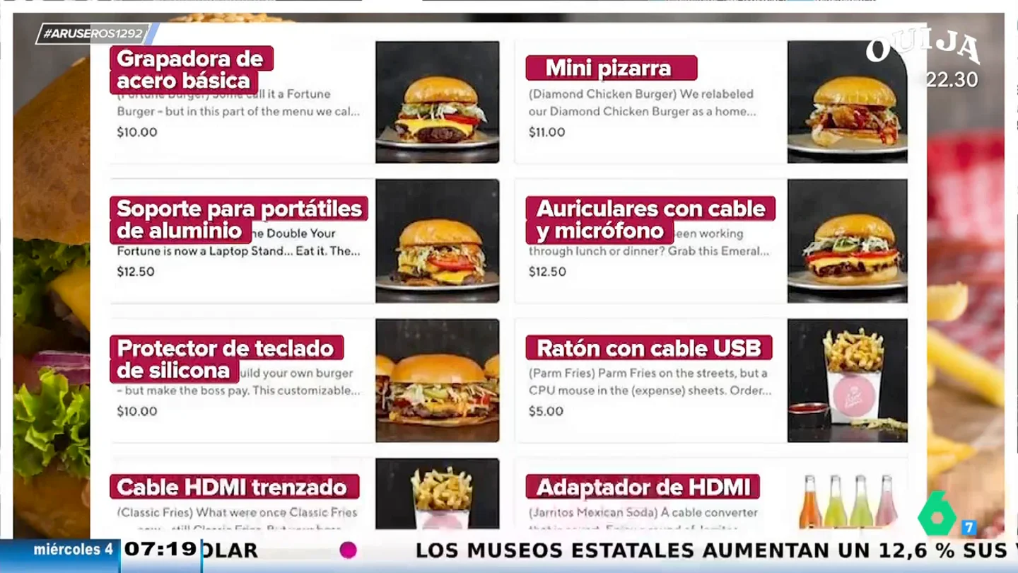 Un restaurante pone nombre de material de oficina a sus platos para que los trabajadores se los puedan desgravar Un restaurante pone nombre de material de oficina a sus platos para que los trabajadores se los puedan desgravar