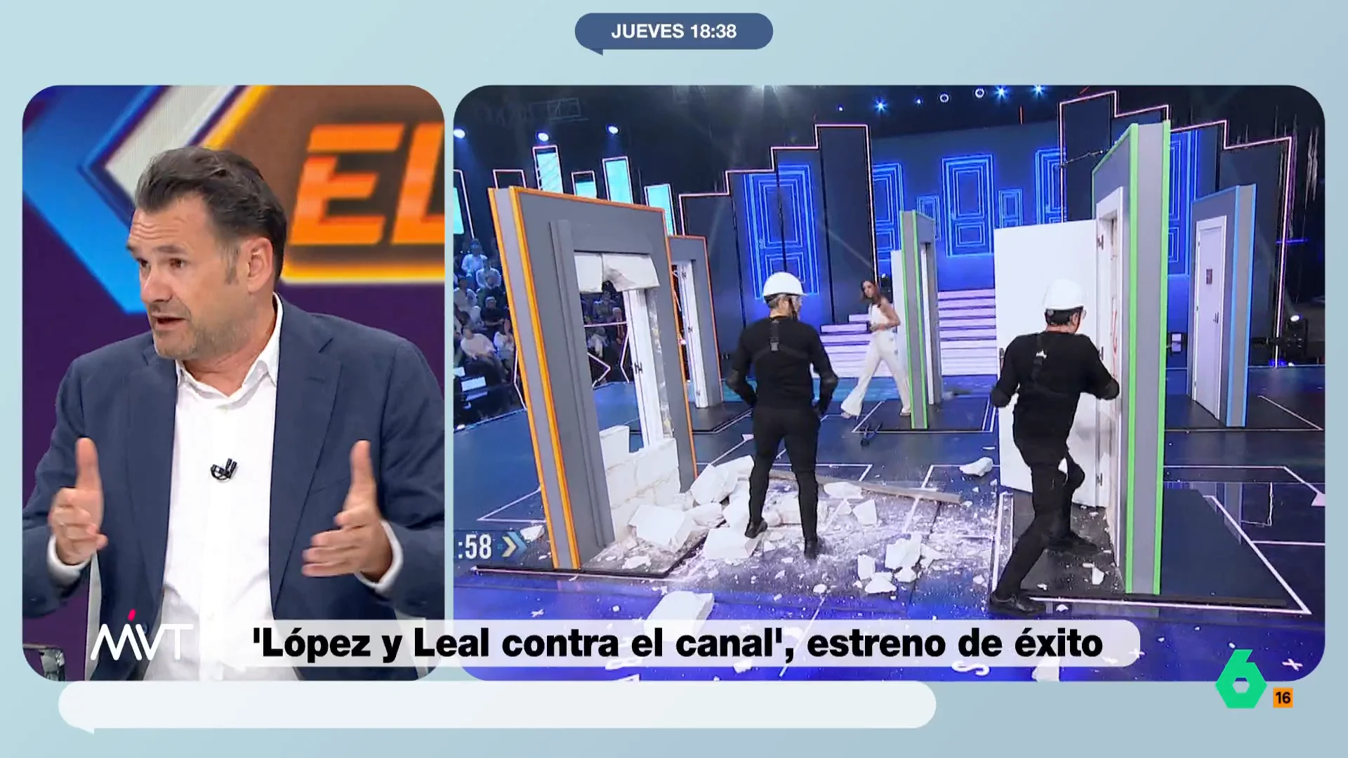 "Es verdad que Roberto Leal ha trabajado con su padre en la construcción, mientras que yo siempre me he dedicado a la labor intelectual", comenta Iñaki López sobre el distinto desempeño de ambos presentadores en el programa que estrenaron ayer.