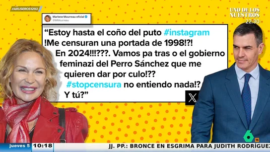 Marlène Mourreau culpa a Pedro Sánchez de que Instagram la haya censurado: ¿El gobierno feminazi de 'Perro' Sánchez me quiere dar por culo?" Marlène Mourreau culpa a Pedro Sánchez de que Instagram la haya censurado: ¿El gobierno feminazi de 'Perro' Sánchez me quiere dar por culo?"