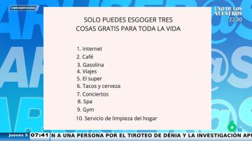 ¿Qué elegirías si solo puedes escoger tres cosas gratis para el resto de tu vida? Los colaboradores de Aruser@s responden