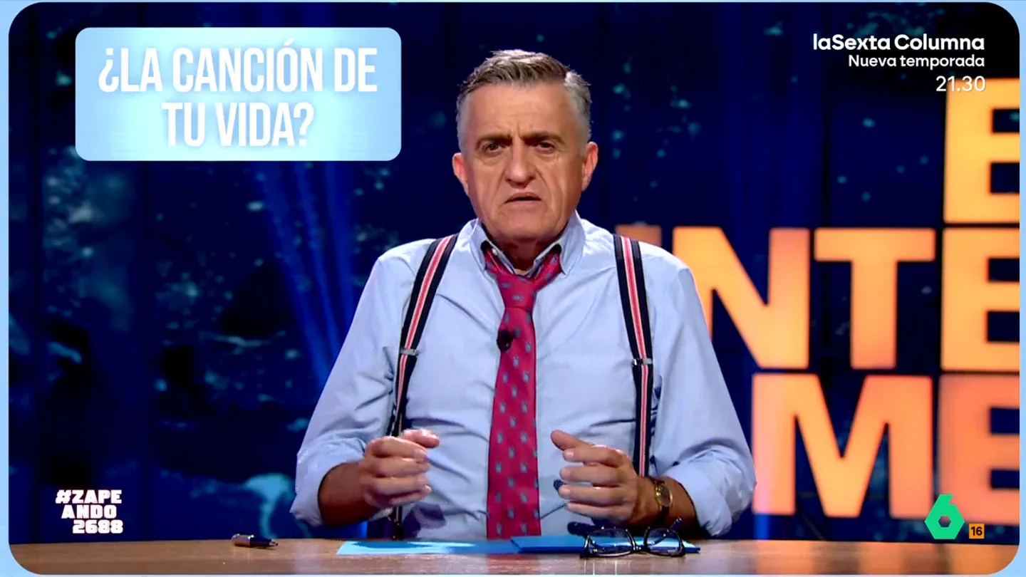 El Gran Wyoming cuenta qué canción escogería para seducir: "Una con algún título romántico" El presentador de El Intermedio se enfrenta a las preguntas de 'La playlist de', la nueva sección musical de Zapeando.